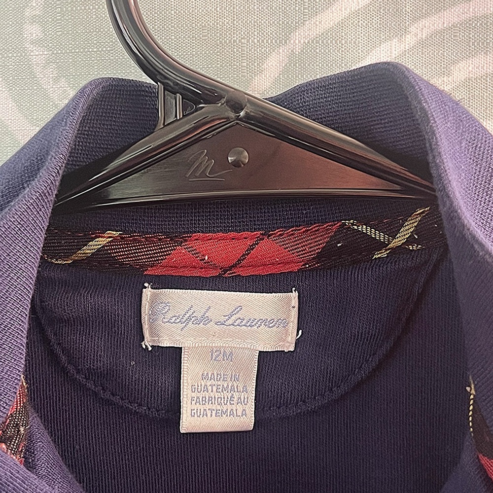 Ralph Lauren Baby Boys Navy Quarter Zip Pullover Sweatshirt 12M - Picture 4 of 5